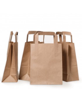 Sacs en papier kraft brun à poignées plates  - Accueil