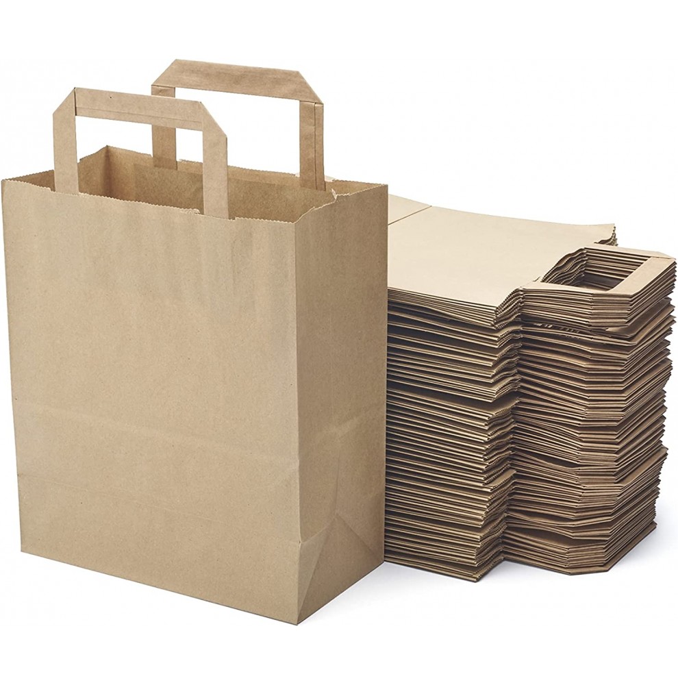 Bruine draagtas in kraftpapier met platte oren / papieren tassen  -...