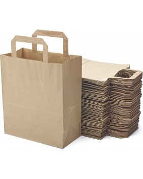 Bruine draagtas in kraftpapier met platte oren / papieren tassen  -...