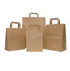 Bruine draagtas in kraftpapier met platte oren / papieren tassen  -...
