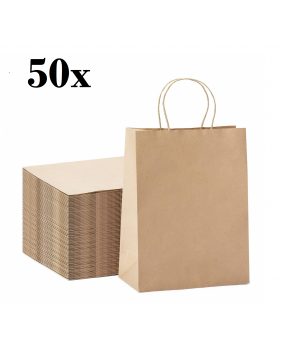 Draagtassen van bruine kraftpapier met gevlochten oren 18x8x22cm  -...