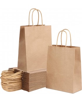 Draagtassen van bruine kraftpapier met gevlochten oren 18x8x22cm  -...