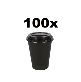 Koffiebeker karton 80mm 240ml 8oz zwart 100 stuks+ zwarte deksels  ... 2