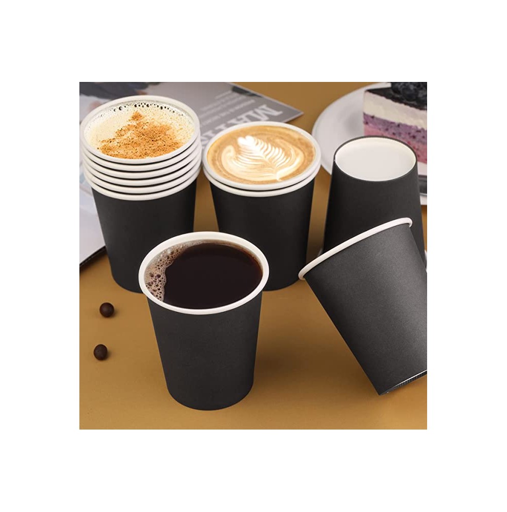 Koffiebeker karton 80mm 240ml 8oz zwart 100 stuks+ zwarte deksels  ...