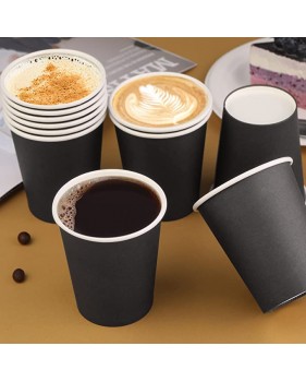 Gobelet à café en carton 80mm 240ml noir- 100 pièces+ couvercles no...