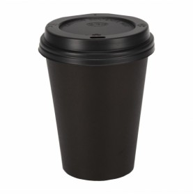 Gobelet à café en carton 80mm 240ml noir- 100 pièces+ couvercles no...