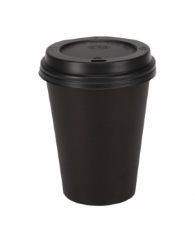 Gobelet à café en carton 80mm 240ml noir- 100 pièces+ couvercles no...