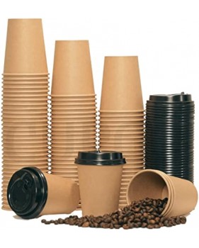 Gobelet à café à emporter Kraft 80mm 240ml marron- 100 pièces + cou...