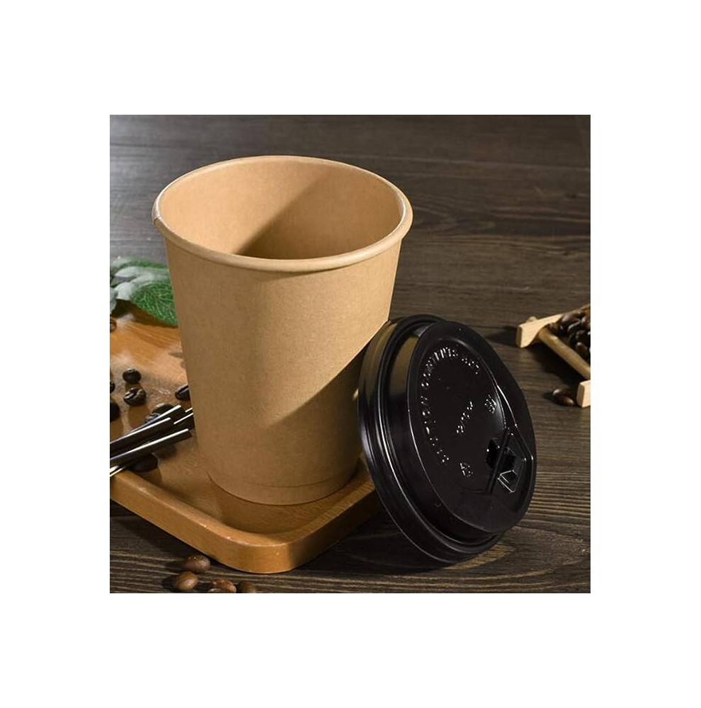 Gobelet à café à emporter Kraft 80mm 240ml marron- 100 pièces + cou...