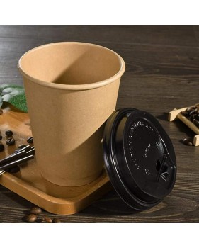 Gobelet à café à emporter Kraft 80mm 240ml marron- 100 pièces + cou...