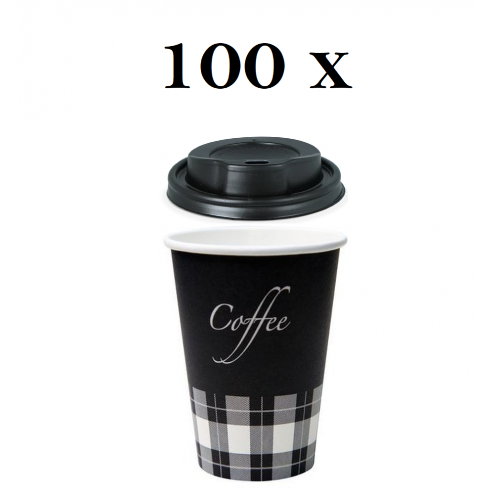 Gobelet à café en carton 70,3mm 180ml "Premium"+ couvercles-100 piè...