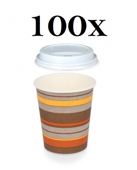 Gobelet jetable à café à emporter en carton 80mm 240ml à rayures + ...